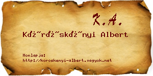 Köröskényi Albert névjegykártya