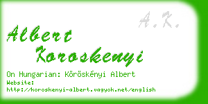 albert koroskenyi business card